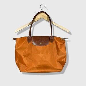 Longchamp Le Pliage Tote Bag Women Medium Orange Classic Nylon Travel